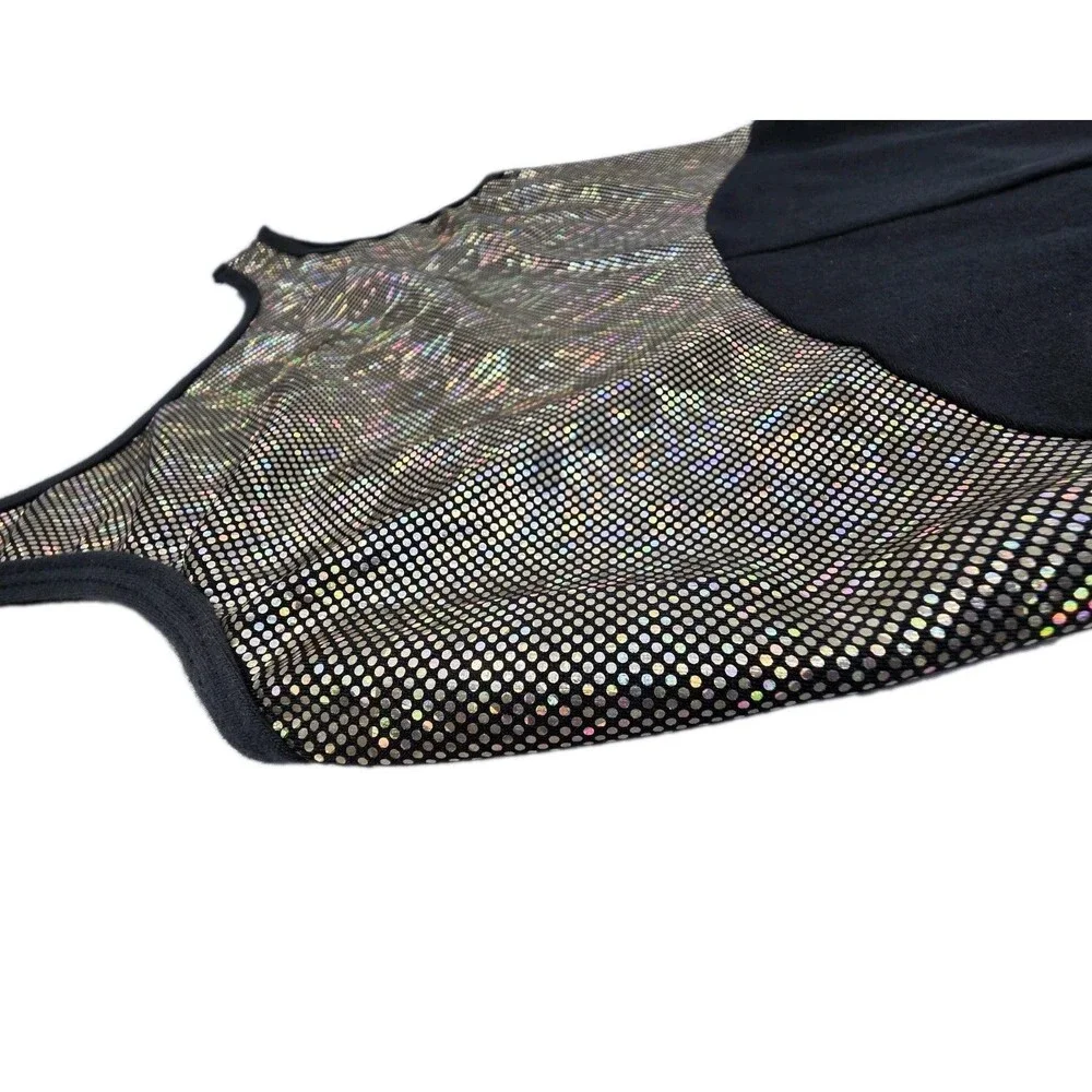GK Elite VTG 1992 Holographic Gold Cotton Biketard Unitard Dance Size AS Adult S